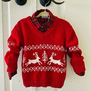 Christmas Fair Isle Sweater and Plaid Shirt